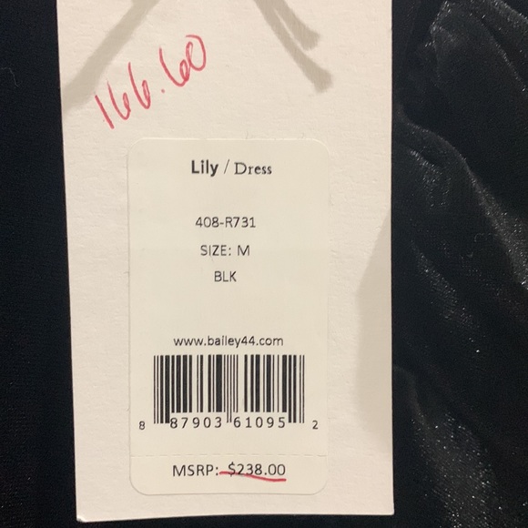 NWT Bailey 44 Lily dress size Medium in Black velvet. - Picture 11 of 11